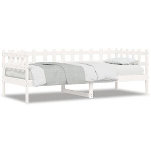 vidaXL Дневно легло без матрак, бял, 90x200 см, борово дърво масив