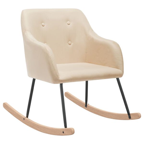 vidaXL Люлеещ се стол, кремав, текстил