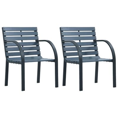 vidaXL Градински столове, 2 бр, сиви, дърво