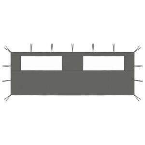 vidaXL Странична стена за шатра с прозорци, 6x2 м, антрацит