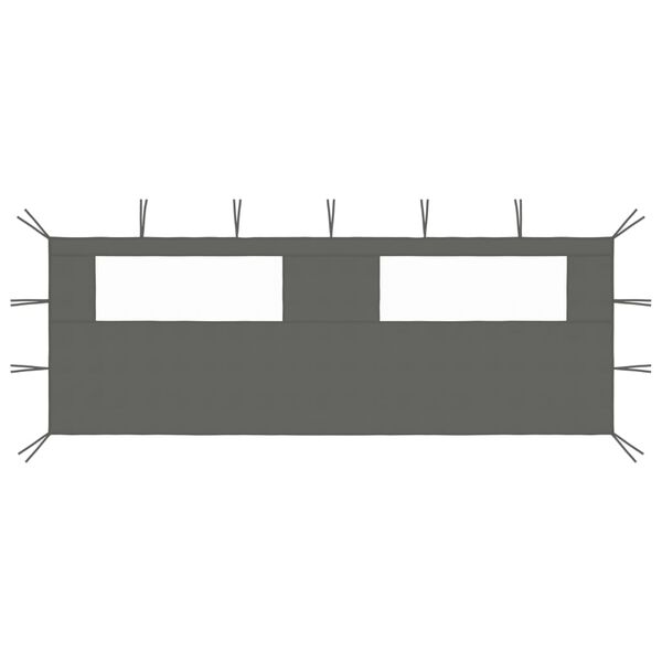 vidaXL Странична стена за шатра с прозорци, 6x2 м, антрацит
