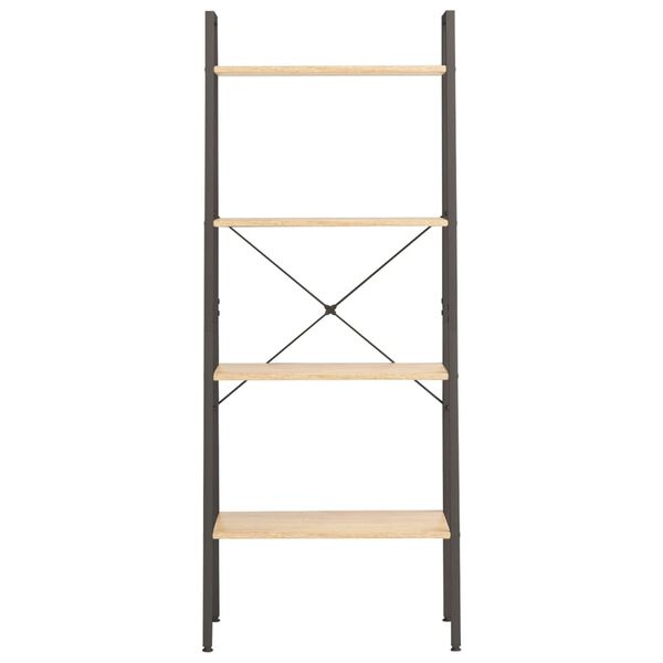 vidaXL Стояща етажерка с 4 рафта светлокафяво и черно 56x35x140 см