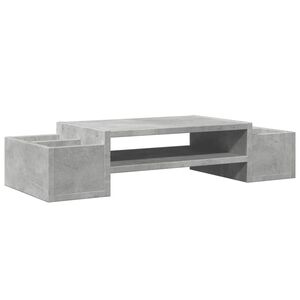 vidaXL Поставка за монитор за съхранение, бетонно сив, 70x27x15 см