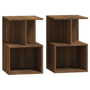 vidaXL Нощно шкафче, 2 бр, кафяв дъб, 35x35x55 см, инженерно дърво