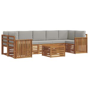 vidaXL Комплект дивани за открито 8 pcs Естествено и светло сиво