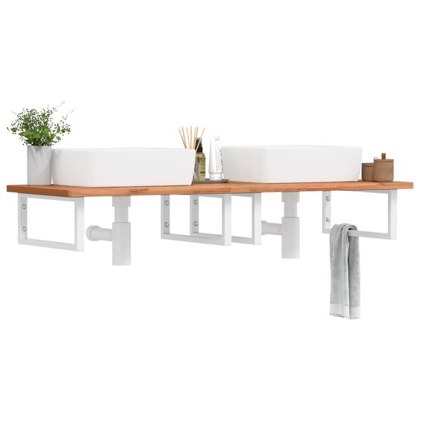 vidaXL Рафтови скоби за мивка, 2 бр, бял, правоъгълни, стомана