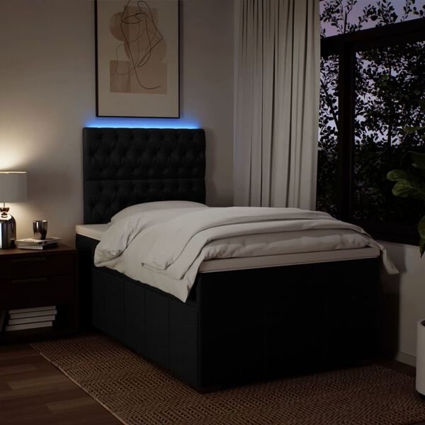 vidaXL Боксспринг легло с матрак, черно, 120x200 см, плат