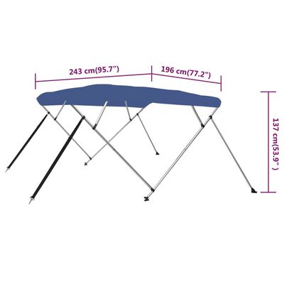 vidaXL Тента за лодка, 4 дъги, синя, 243x196x137 см