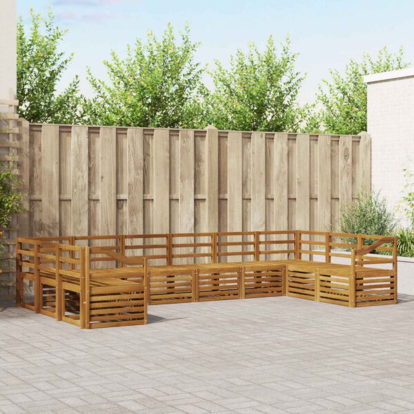 vidaXL Комплекти дивани 10 pcs Естествен Солидно акациево дърво