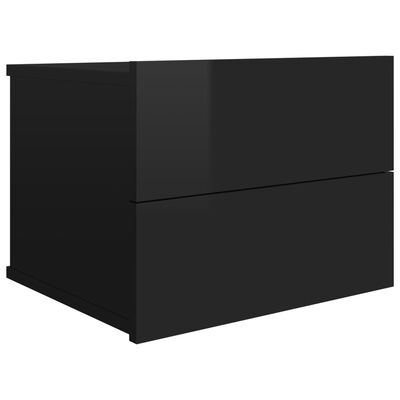vidaXL Нощно шкафче, черен гланц, 40x30x30 см, ПДЧ
