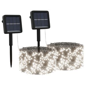 vidaXL Соларни лампички 2 бр 2х200 LED студено бяло за закрито/открито
