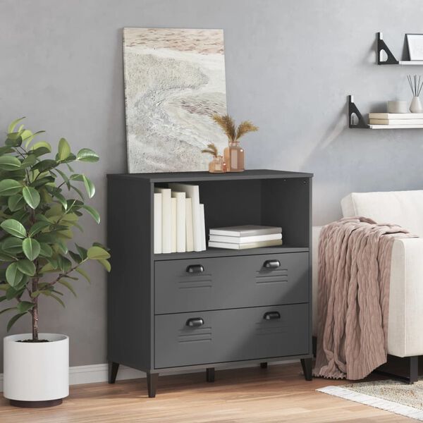 vidaXL Библиотека "VIKEN" антрацитно сива 80x40x90 см инженерно дърво