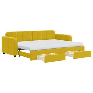 vidaXL Канапе с изтеглящо легло и чекмеджета жълто 80x200 см кадифе