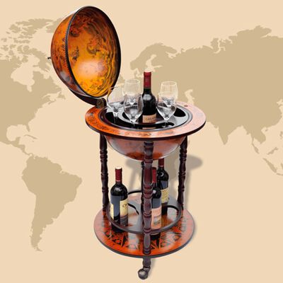 vidaXL Глобус бар стойка за вино, евкалиптово дърво