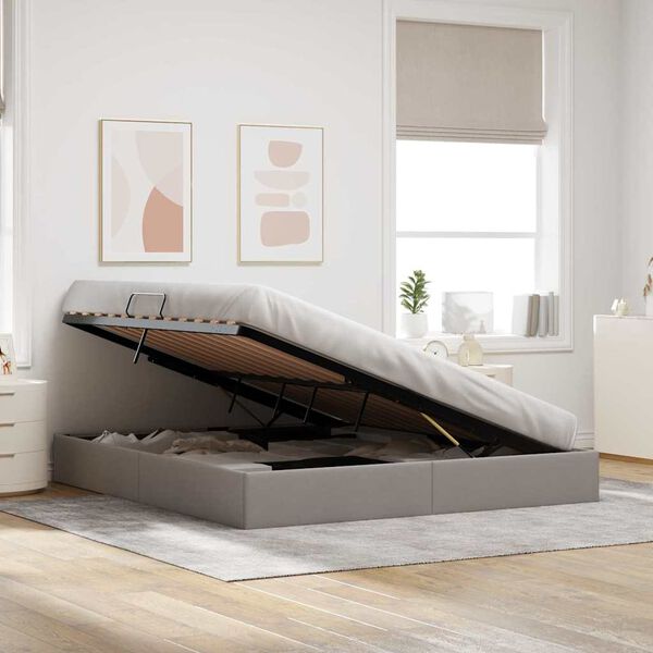 vidaXL Легло с място за съхранение с матрак Таупе 160 x 200 cm текстил