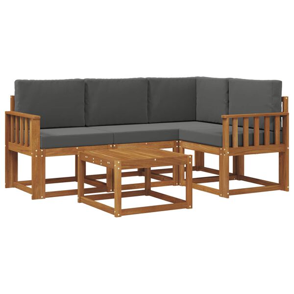 vidaXL Комплект дивани за открито 5 pcs Натурален и Антрацит