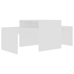 vidaXL Комплект маси за кафе, бял, 100x48x40 см, инженерно дърво