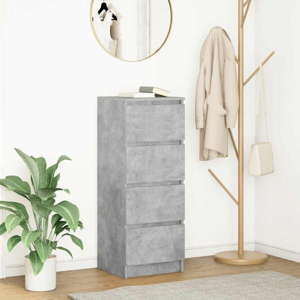 vidaXL Сайдборд, бетонно сив, 37,5x35x99 см, инженерно дърво