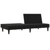 vidaXL 2-местно канапе с табуретка, черно, микрофибърен текстил