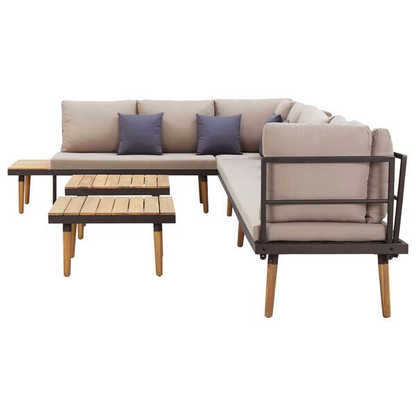 vidaXL 8-местен градински лаундж комплект с възглавници, акация масив