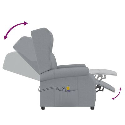 vidaXL Wingback електрически масажен стол, светлосив, текстил