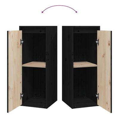 vidaXL Стенни шкафове, 2 бр, черни, 30x30x80 см, бор масив