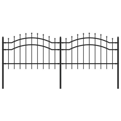vidaXL Градинска ограда с пики черна 115 см прахово боядисана стомана