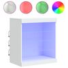 vidaXL Сайдборд с LED светлини, бял, 60,5x37x67 см