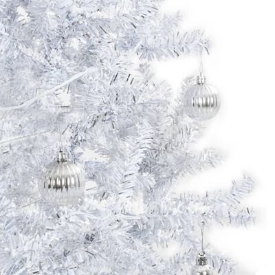 vidaXL Коледна елха с валящ сняг и основа от чадър, бяла, 190 см