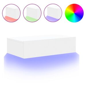 vidaXL ТВ шкаф с LED осветление, бял, 60x35x15,5 см