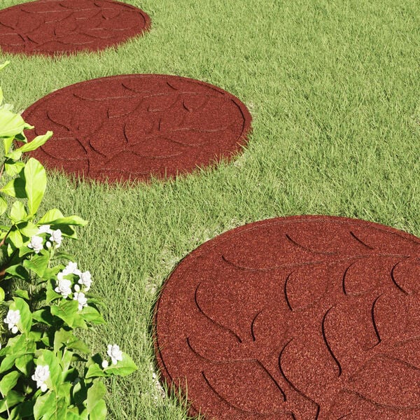 vidaXL Стъпаловиден камък 6 pcs Червено &Oslash; 44 x 2 см Каучук