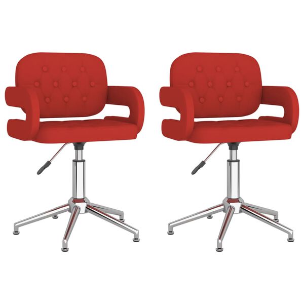 vidaXL Въртящи се трапезни столове 2 бр виненочервени изкуствена кожа