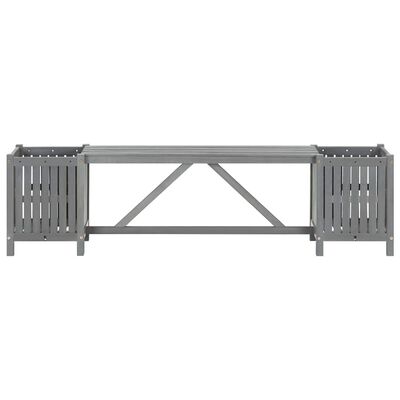 vidaXL Градинска пейка с 2 плантера, 150 см, акация масив, сива