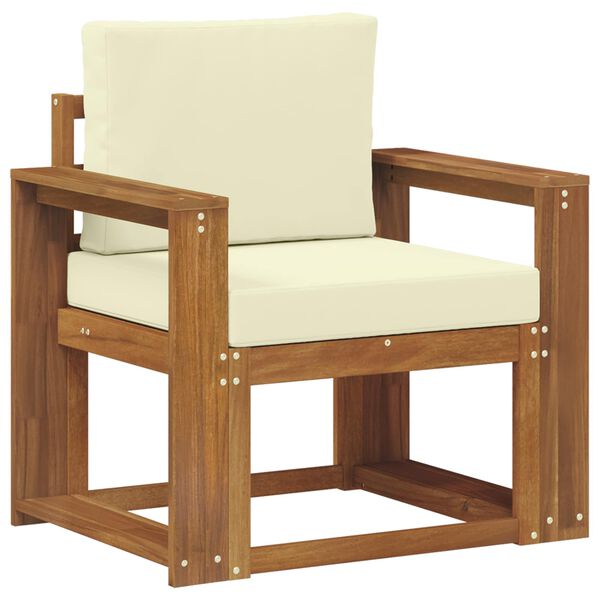 vidaXL Външен диван Солидно акациево дърво и полиестер Естествен