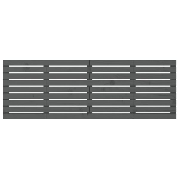 vidaXL Стенна табла за спалня, сива, 206x3x63 см, борово дърво масив