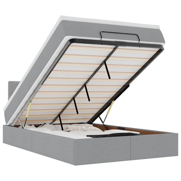 vidaXL Османска легло с матрак и LED, светлосиво, 120x200 см, плат