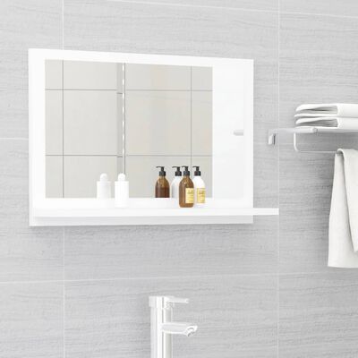vidaXL Огледало за баня, бяло, 60x10,5x37 см, ПДЧ