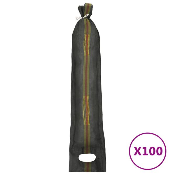 vidaXL Пясъчни торби, 100 бр, тъмнозелени, 103x25 см, HDPE