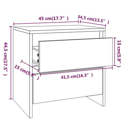 vidaXL Нощни шкафчета, 2 бр, бетонно сиви, 45x34,5x44,5 см, ПДЧ