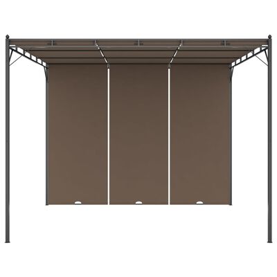 vidaXL Градинска шатра със странична завеса, 3x3x2,25 м, таупе