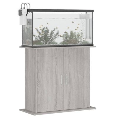 vidaXL Поставка за аквариум, сив сонома, 81x36x73 см, инженерно дърво