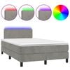 vidaXL Боксспринг легло с матрак и LED, светлосиво, 120x200 см, кадифе