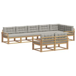vidaXL Комплект дивани за открито 6 pcs Бяло и светлосиво Полиестер