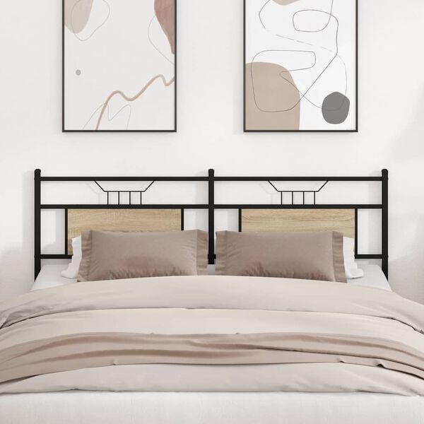 vidaXL Резервна табла за легло Дъб Сонома 180 cm Изработена дървесина и стомана