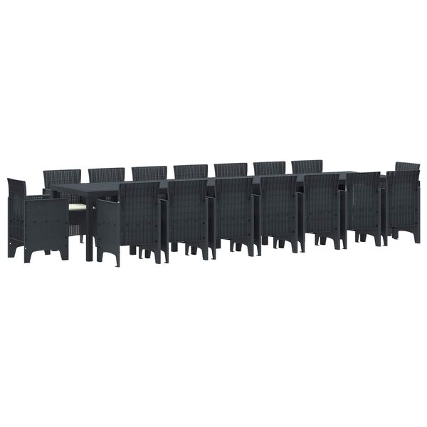 vidaXL Градински комплект за хранене с възглавници 17 pcs Антрацит ПП