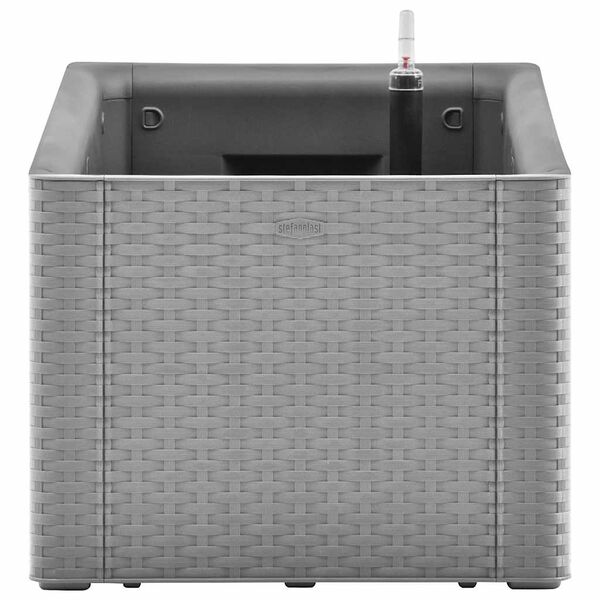 vidaXL Градинска повдигната леха, самополивна, сива, 100x43x33 см