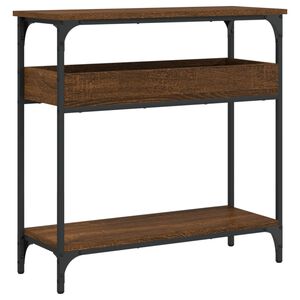 vidaXL Конзолна маса с рафт, кафяв дъб, 75x29x75 см, инженерно дърво