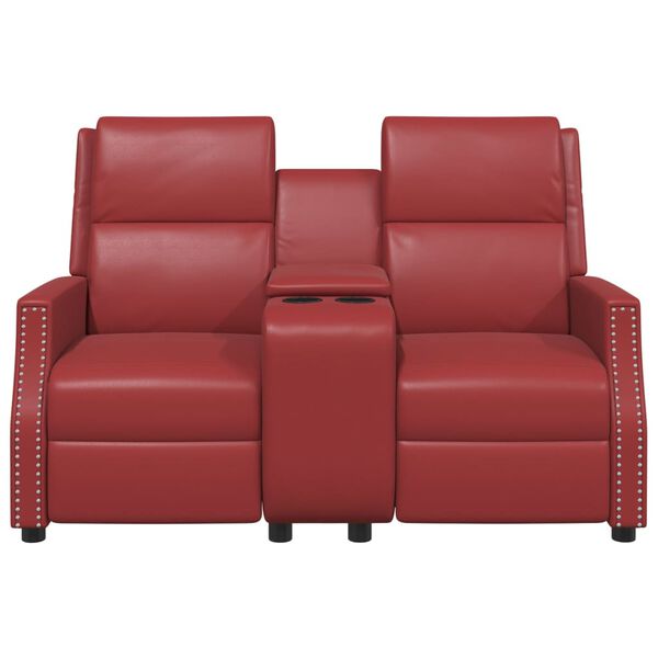 vidaXL 2-местен масажен реклайнер, виненочервено, изкуствена кожа