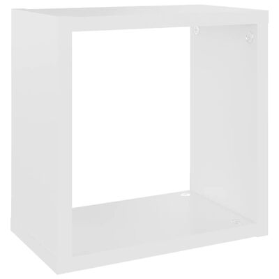 vidaXL Стенни кубични рафтове, 2 бр, бяло и дъб сонома, 26x15x26 см