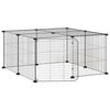 vidaXL Клетка за животни с врата, 12 панела, черна, 70x70x35 см, стомана